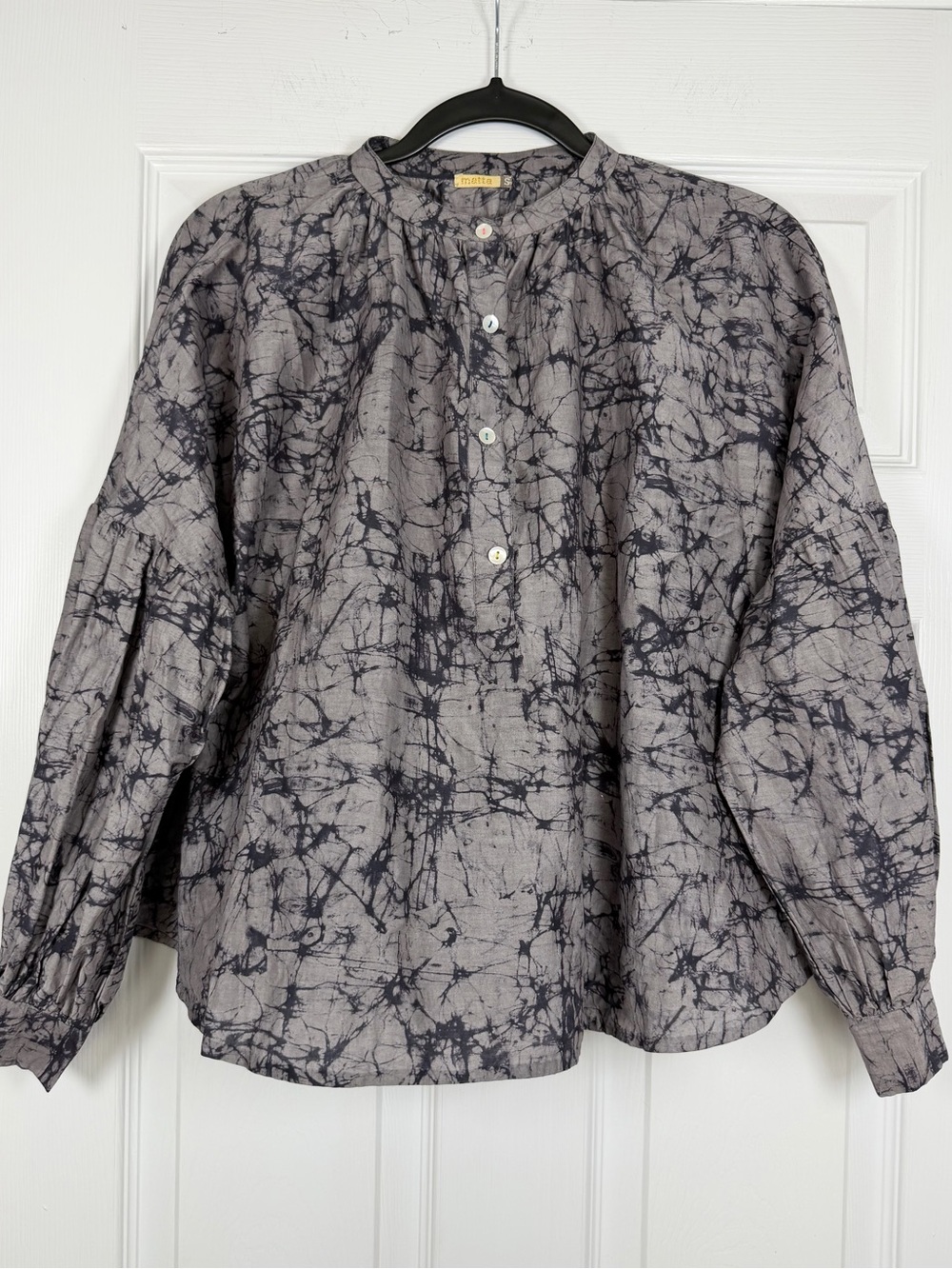 Matta Size S • Gray Dye Cotton Indian Top Blouse.